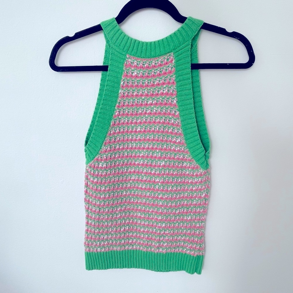 Trina Turk Green and Pink Knit Tank Top - Picture 2 of 7